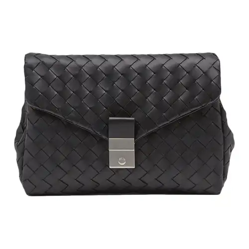 Bottega Veneta Flap Closure Sheepskin Clutch Men's Black