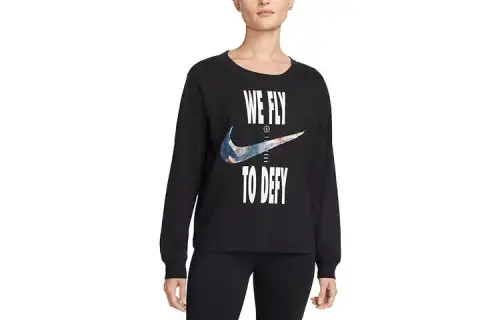 Nike Sweatshirts Women's Black Crew Neck Moderate Regular