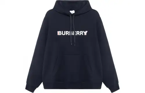 Burberry Women's Logo Print Hooded Sweatshirt Black