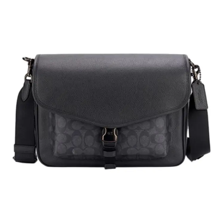 COACH Charter Cow Leather Envelope Bag, Crossbody Bag, Shoulder Bag Large Men's Charcoal Gray