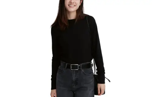 UNIQLO Knitwear Women's Black Crew Neck Moderate Base Layer