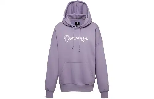 Converse ERL Sweatshirts Women's Gray Purple Hooded Moderate Regular