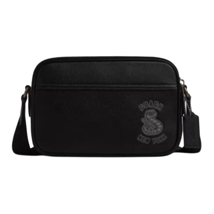 COACH Graham Cow Leather Shoulder Bag Medium Men's Black