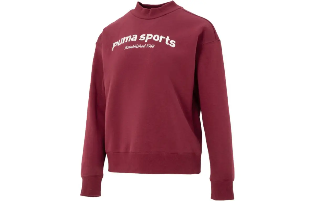 PUMA Sweatshirts Women's Red Crew Neck Moderate Straight Fit