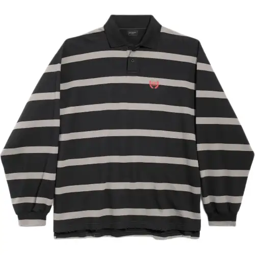 Balenciaga Polo Shirt Loose Fit Men's Charcoal Gray
