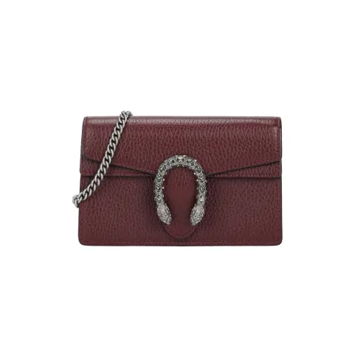 GUCCI Dionysus Leather Crossbody Bag, Shoulder Bag Women's Burgundy