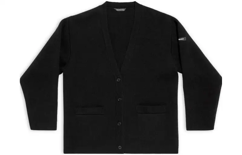 Balenciaga FW23 Knitted Fabric Cardigan, Loose Fit Women's Black