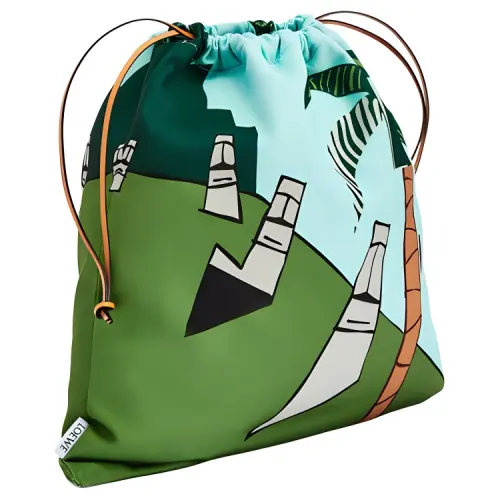 LOEWE Canvas Bag Clutch Women's Mint/Multicolor