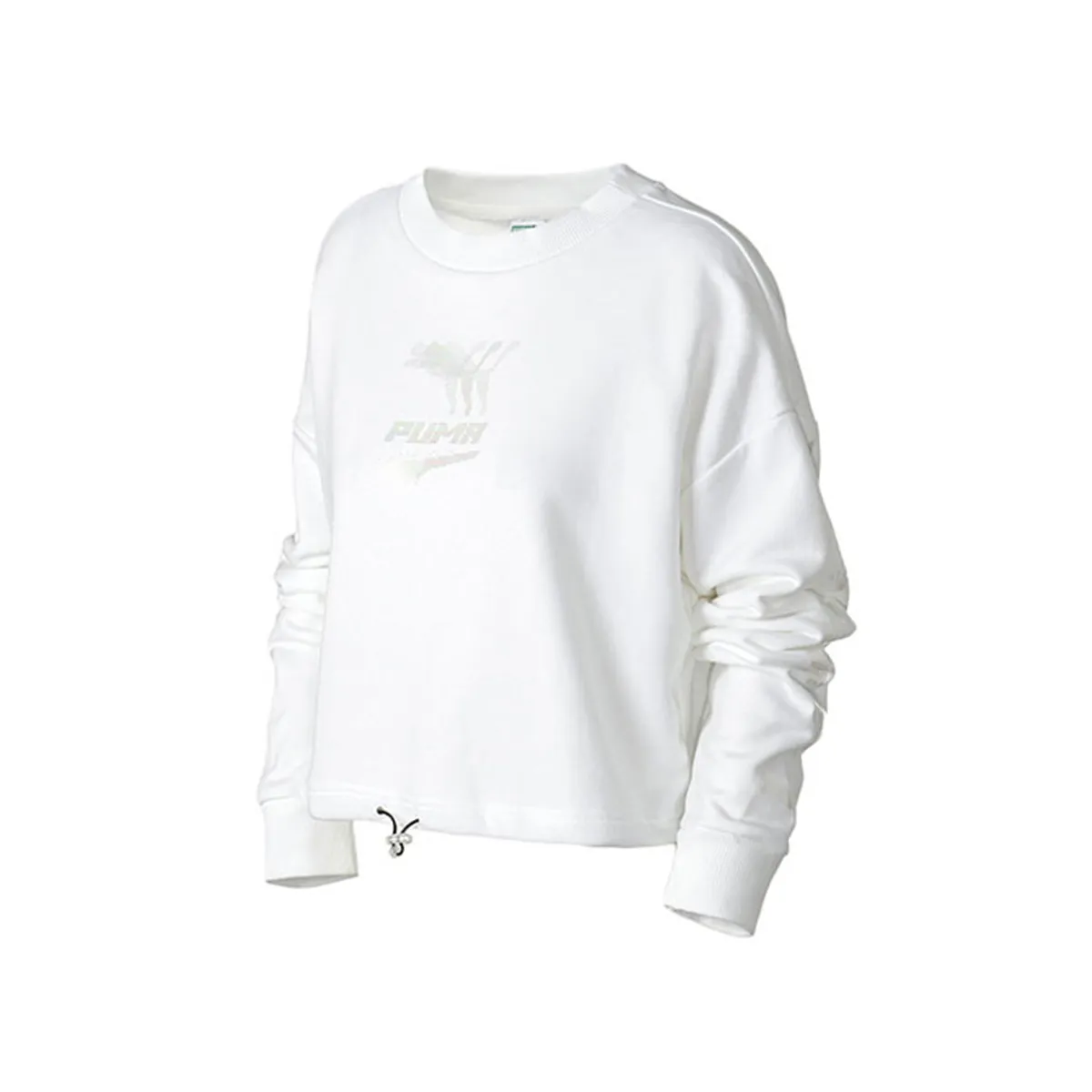 PUMA Sweatshirts Women's White Crew Neck Moderate Regular