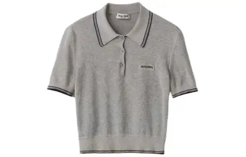 Miu Miu stripe-detail polo top