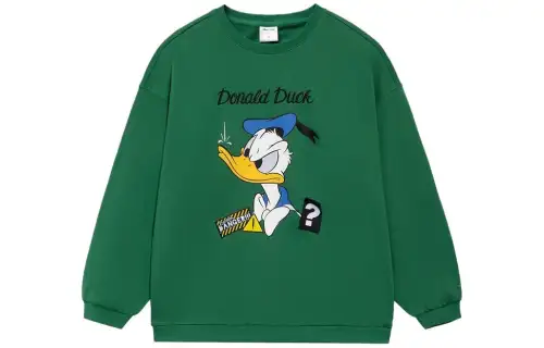 Li Ning X Disney Sweatshirts Women's Turquoise Green Crew Neck Moderate Regular