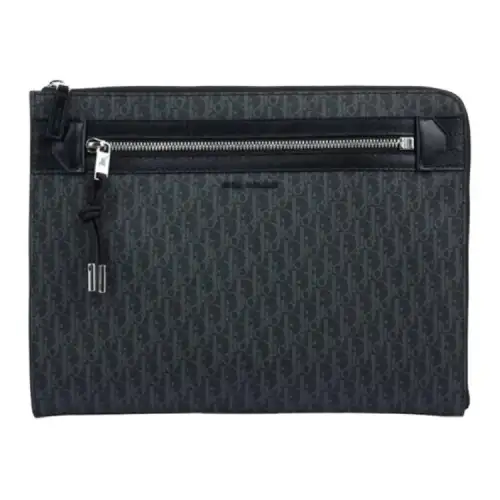 DIOR Calfskin Clutch Men's Gray