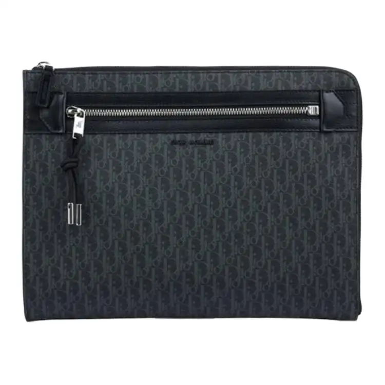 DIOR Calfskin Clutch Men's Gray