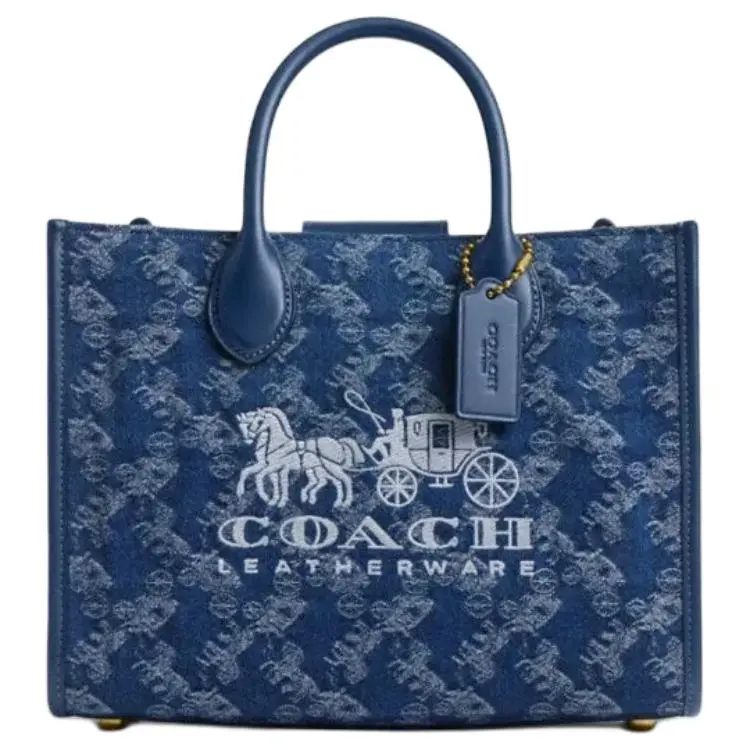 COACH Ace Fabric Tote Bag, Shopping Bag, Shoulder Bag, Crossbody Bag, Handbag Medium Women's Dark Blue