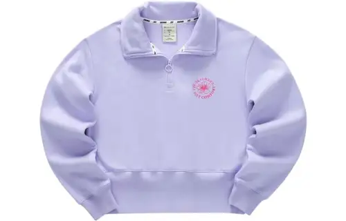 Skechers Logo Printed Pattern Lapel Fleece Lined Thermal Sweatshirt Women's Sweet Lavender