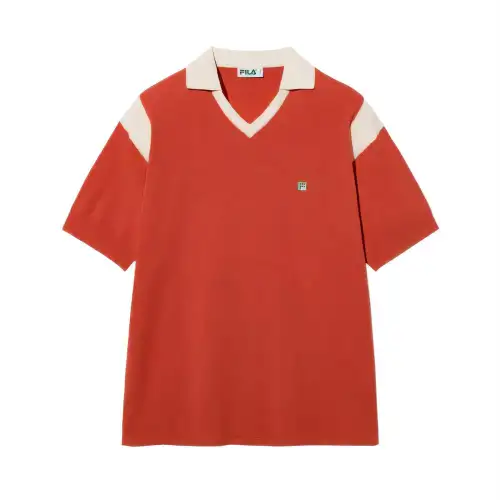 FILA Polo Shirts Unisex Red V Neck Moderate