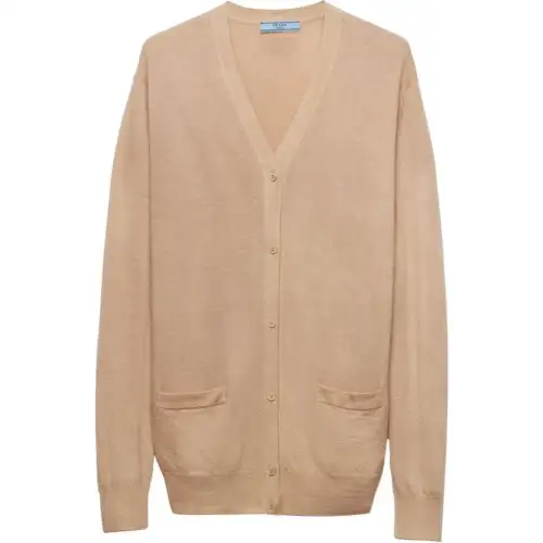 Prada triangle-logo cashmere cardigan