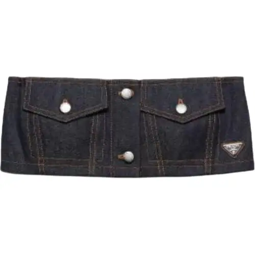 Prada denim strapless crop top