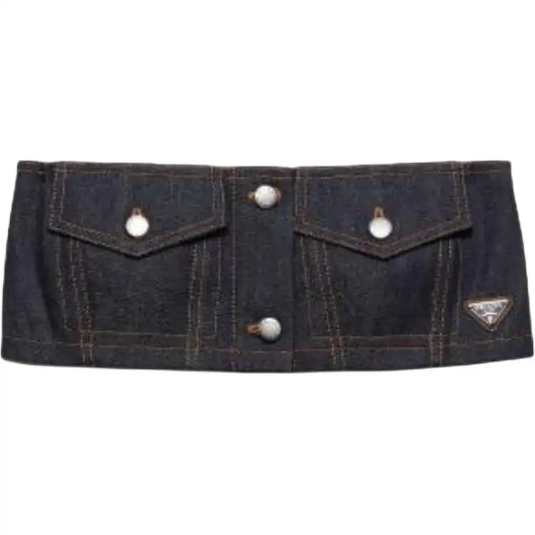 Prada denim strapless crop top