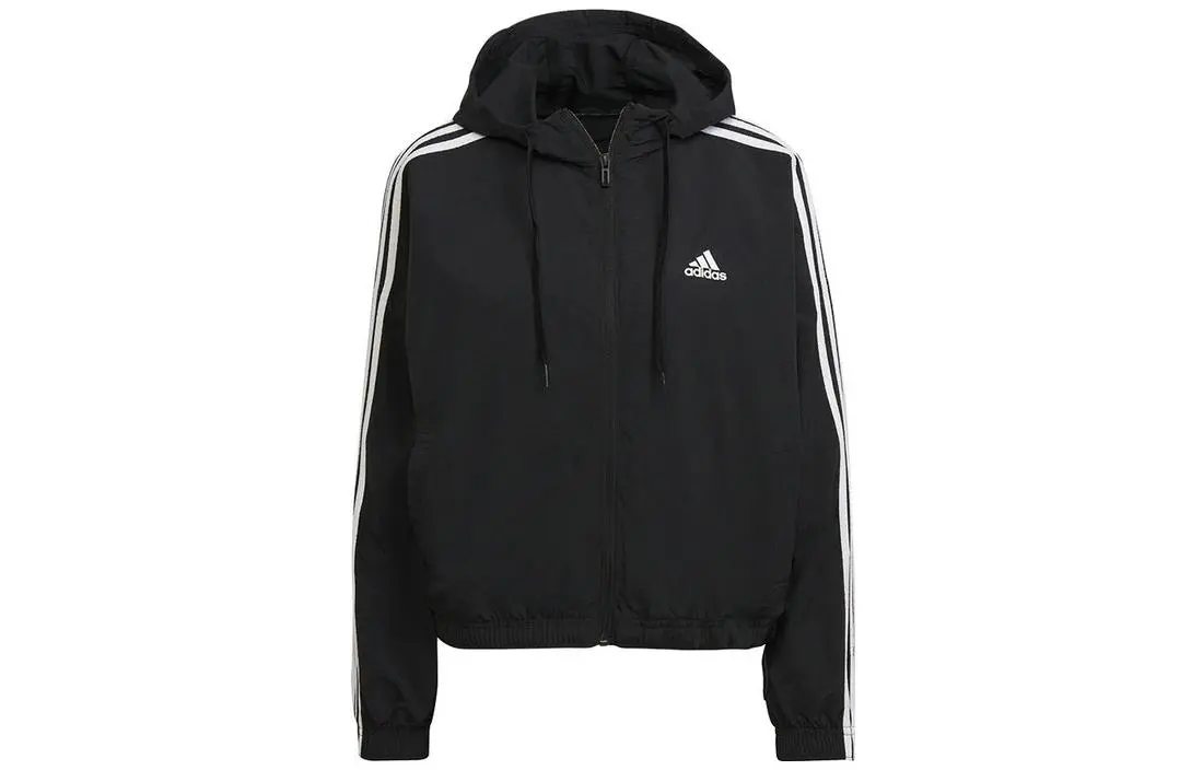 adidas Essentials Repeat Logo Loose-Fit Windbreaker Black