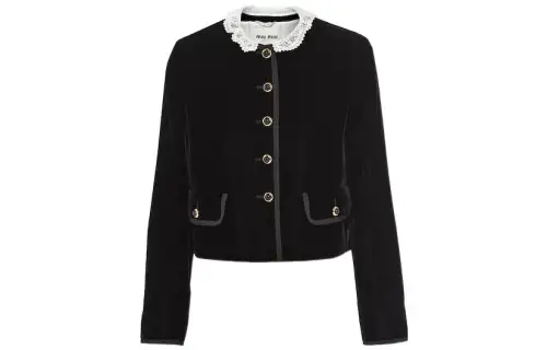 MIU MIU Jackets Women's Black Crew Neck Moderate Other