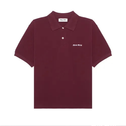 Miu Miu logo-embroidered cotton polo shirt