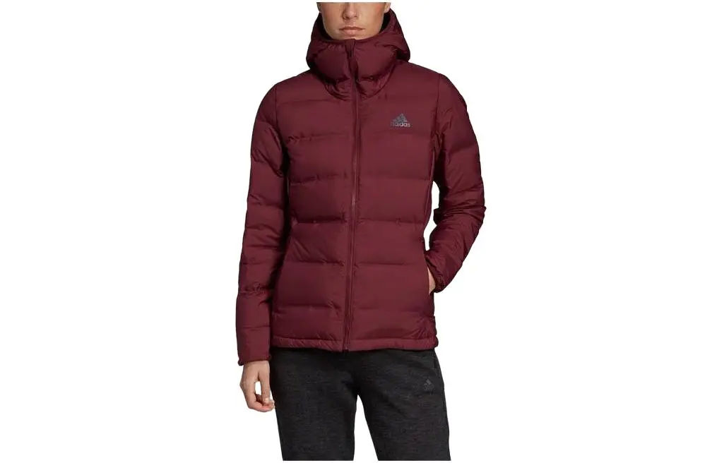 Adidas Down Jackets Women's Dark Reddish Purple Hooded Lightweight Other