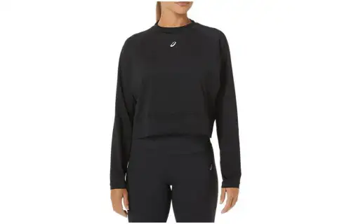 ASICS Sweatshirts Women's Black Crew Neck Moderate Other