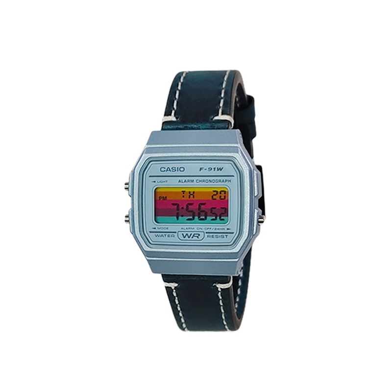 Casio, waterproof modified quartz watch strap, men's watch, blue dial, custom-made, quartz mechanism, genuine leather, Japanese and Korean