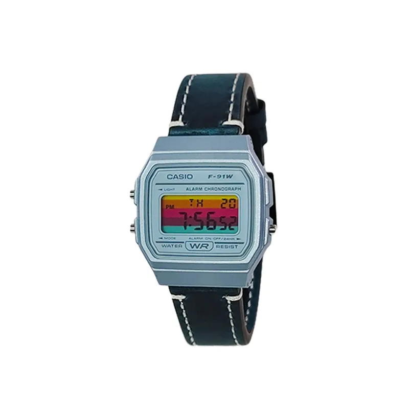 CASIO Custom Collection Quartz Movement Genuine Leather Strap Watch Men's Watches Blue Dial