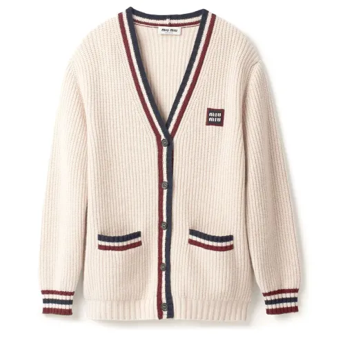 Miu Miu stripe-detail V-neck cardigan