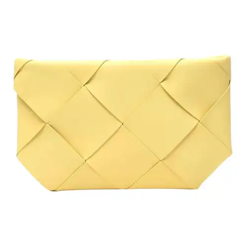 Bottega Veneta Sheepskin With Cow Leather Clutch Small Unisex Yellow