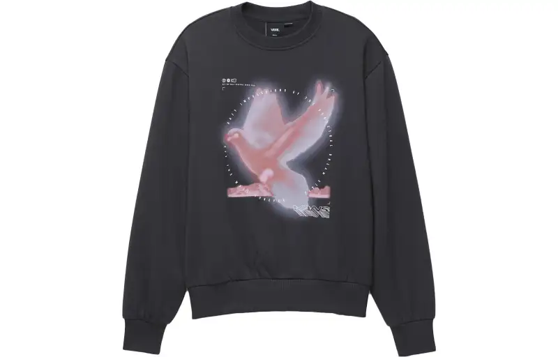 Vans Sweatshirts Women's Black Crew Neck Moderate Regular