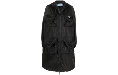 PRADA Jackets Women's Black Hooded Moderate Other