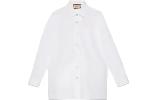 GUCCI Cotton Shirt With GUCCI Embroidery White