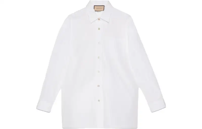 GUCCI Cotton Shirt With GUCCI Embroidery White
