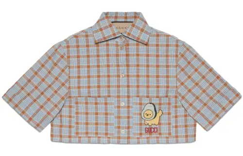 GUCCI Shirts Women's Light Blue Lapel Moderate Other