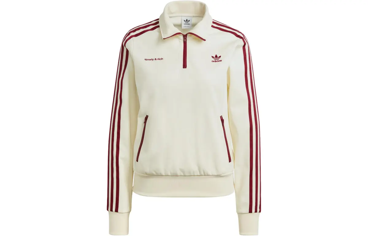 Sporty & Rich X Adidas Quarter Zip Track Jacket Cream/Merlot