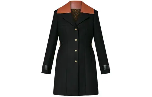 LOUIS VUITTON Leather Insert A-Line Coat