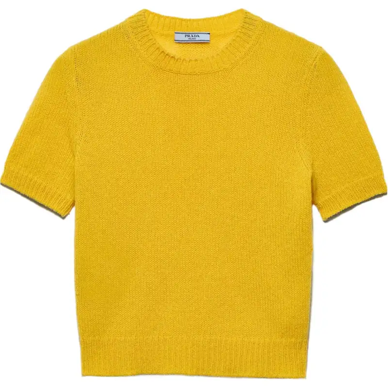 PRADA T Shirts Women's Yellow Crew Neck Moderate Straight Fit