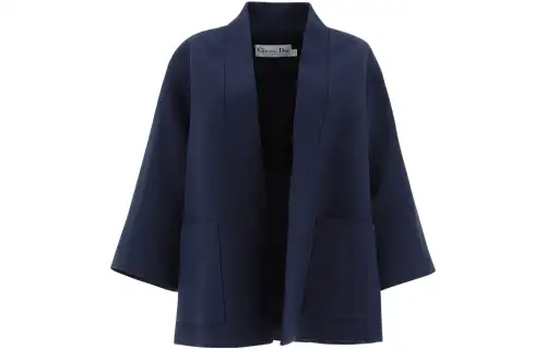 DIOR Quarterly New Products Jackets Women's Navy Blue V Neck Moderate