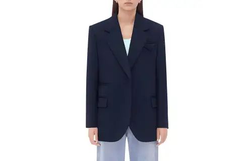 Bottega Veneta Double Wool Cashmere Belted Jacket Jackets & Coats Women's Dark Blue