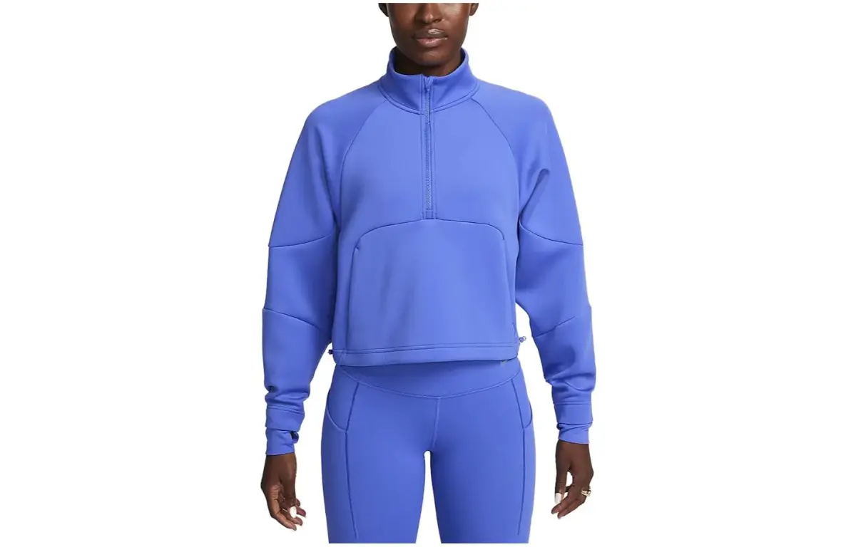 Nike Sweatshirts Women's Refreshing Blue Stand Collar Moderate Nipped-in Waist