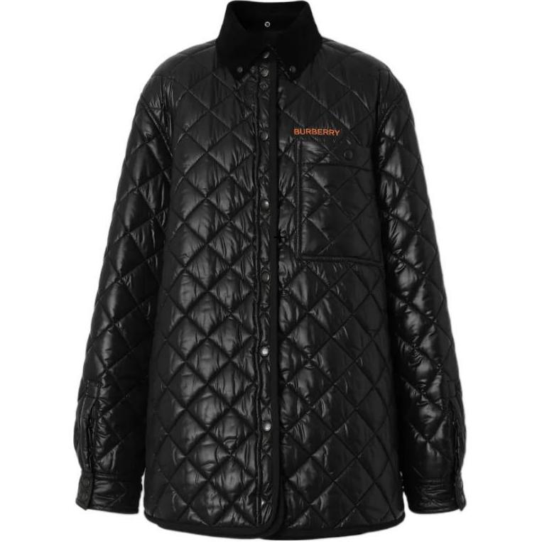 Burberry Corduroy Collar Diamond Quilted Jacket 'Black'