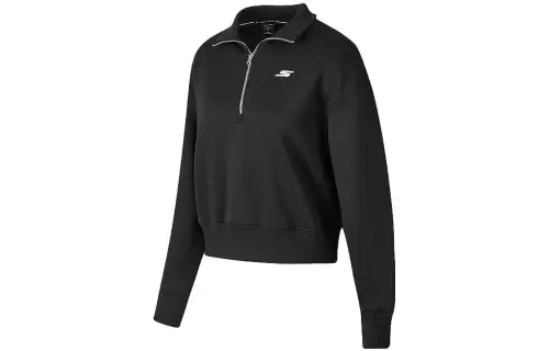 Skechers Sweatshirts Women's Carbon Black/0018 Lapel Moderate Regular