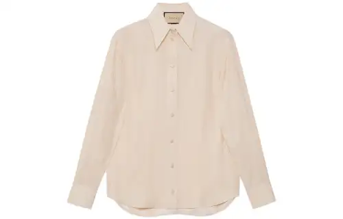 GUCCI Shirts Women's Beige Pointed Collar Moderate Other