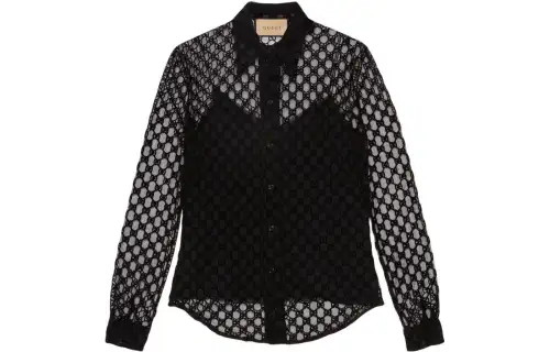 【Runway】GG-flocked tulle shirt