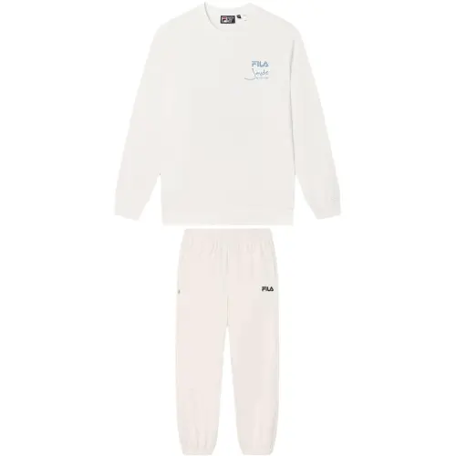 FILA Casual Sportswear Men's Cloud White+Steam White Crew Neck Moderate
