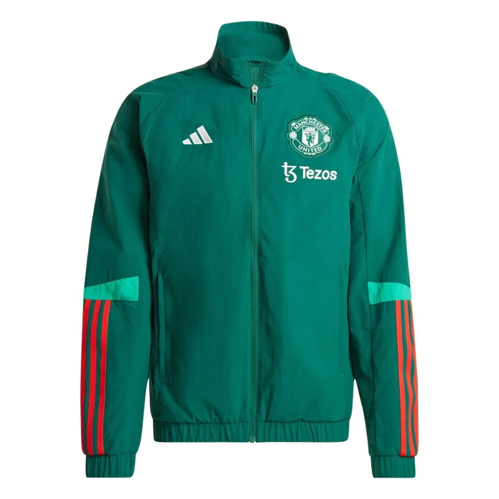 Adidas MUFC Jackets Men's Green Stand Collar Moderate Other