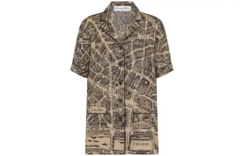 DIOR Shirts Women's Khaki Cuban Collar Moderate Other